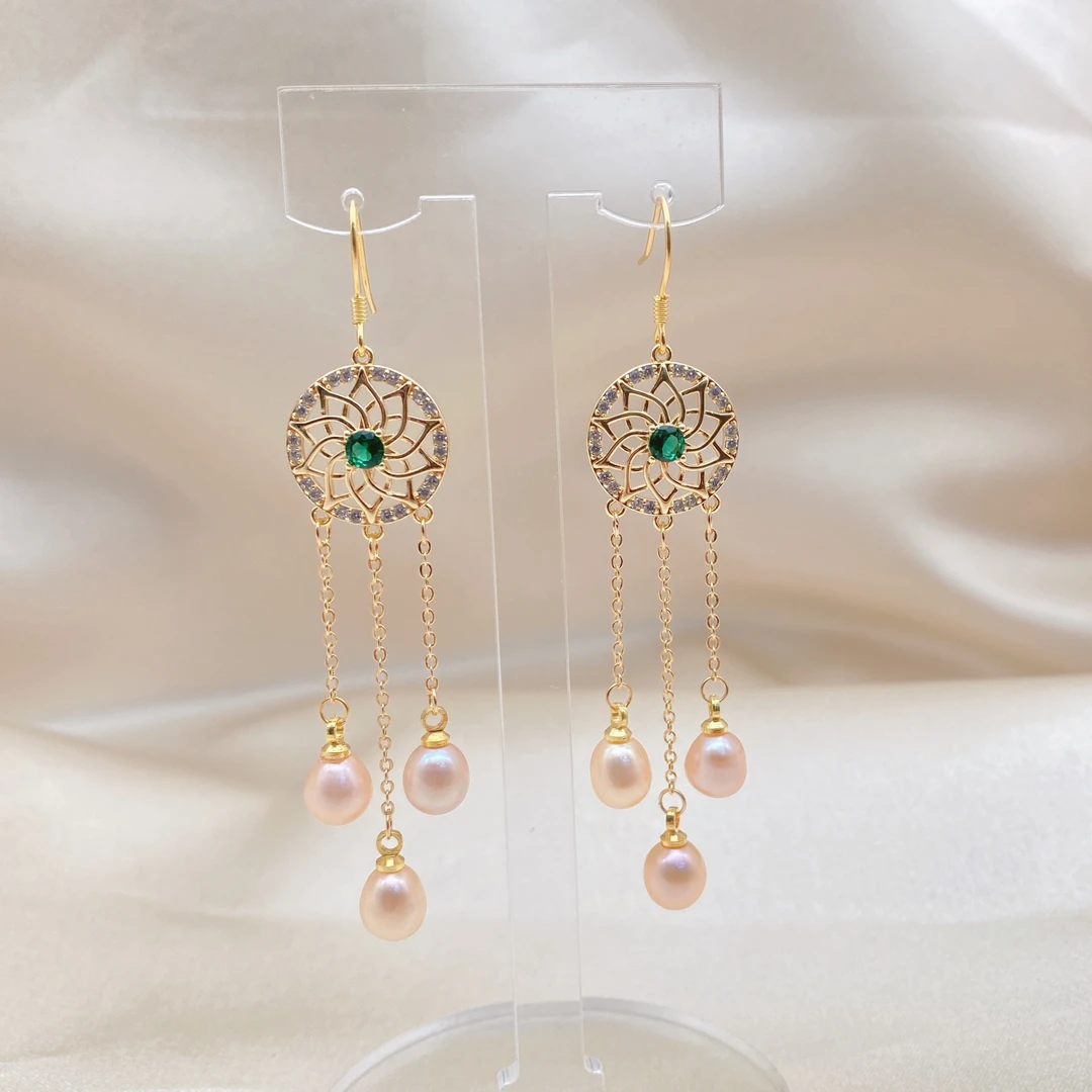 LH103【风之铃耳环】天然淡水珍珠气质轻奢时尚百搭复古风法式长款1