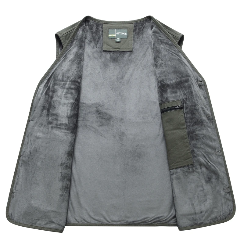 秋冬中老年加绒军工马甲男士纯棉背心爸爸装坎肩户外休闲保暖马夹