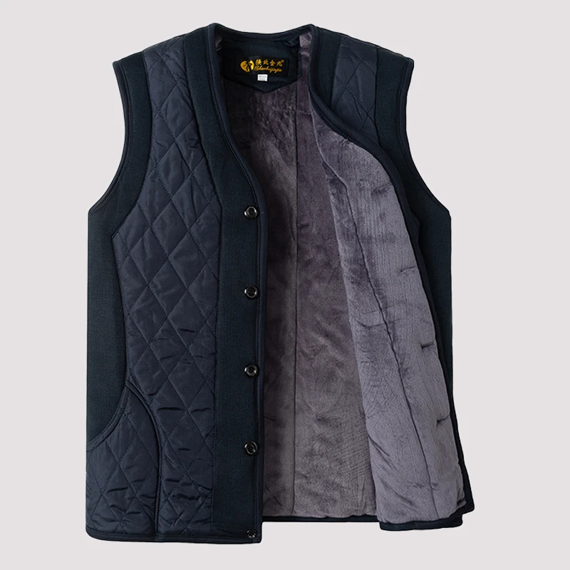 驼绒棉马甲男中老年人加厚保暖坎肩老头背心居家内穿爸爸装棉衣