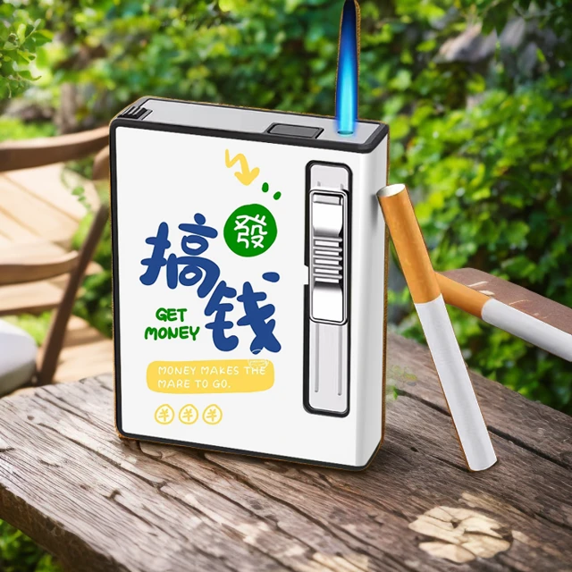 新款卡通粗支自动弹烟打火机一体烟盒外出创意送朋友生日礼物抗压