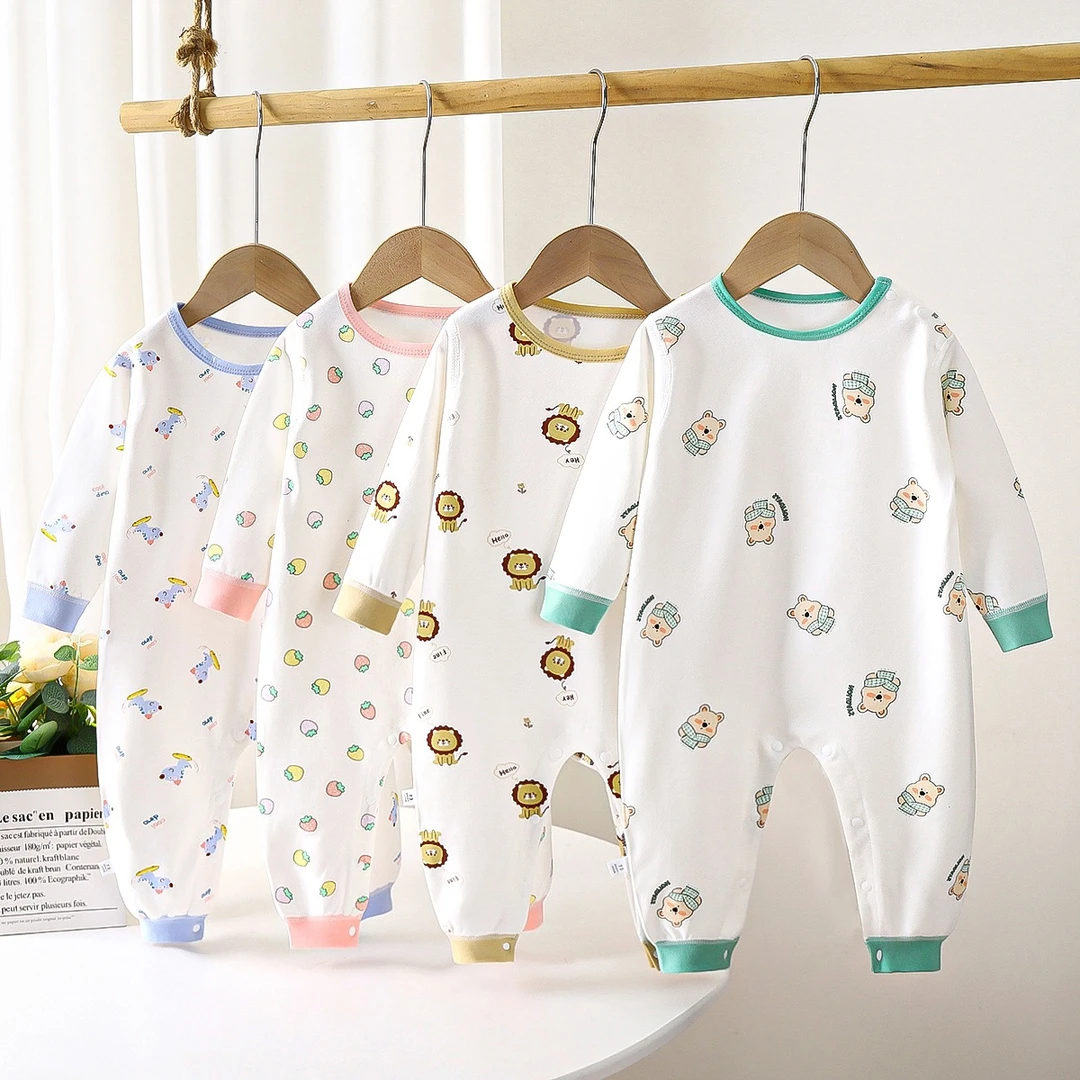 2025新款婴儿纯棉连体衣春秋宝宝睡衣男女儿童连身衣爬服衣服