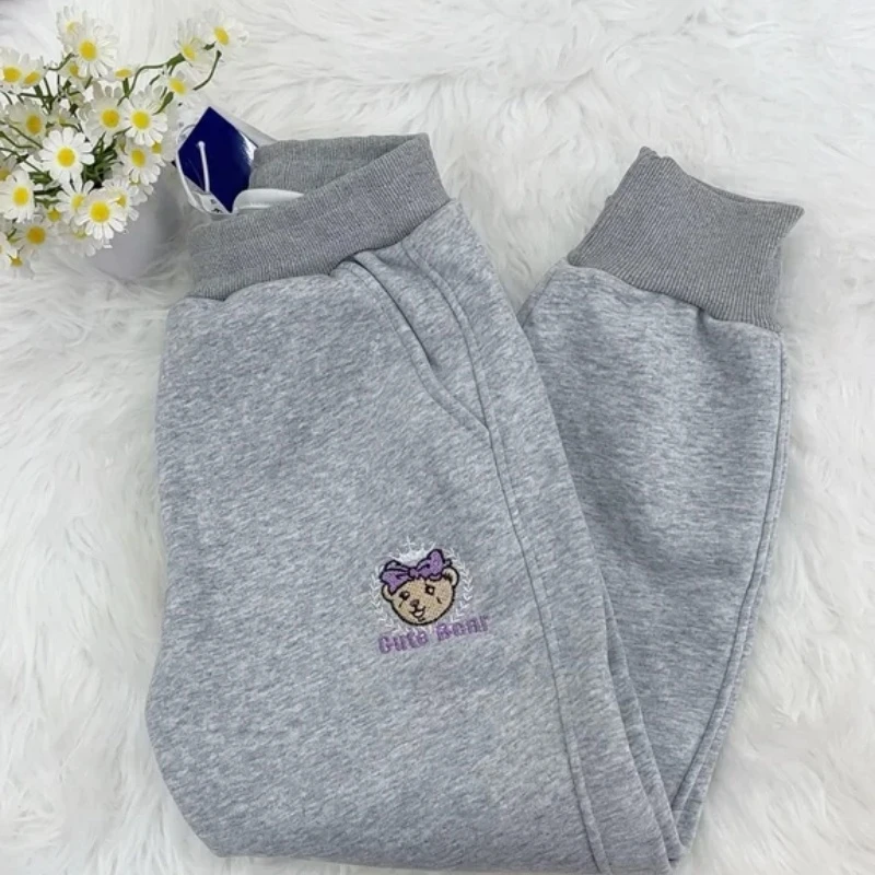 2024冬季新款加绒小熊裤子内搭小女孩卫衣可爱时尚休闲上衣