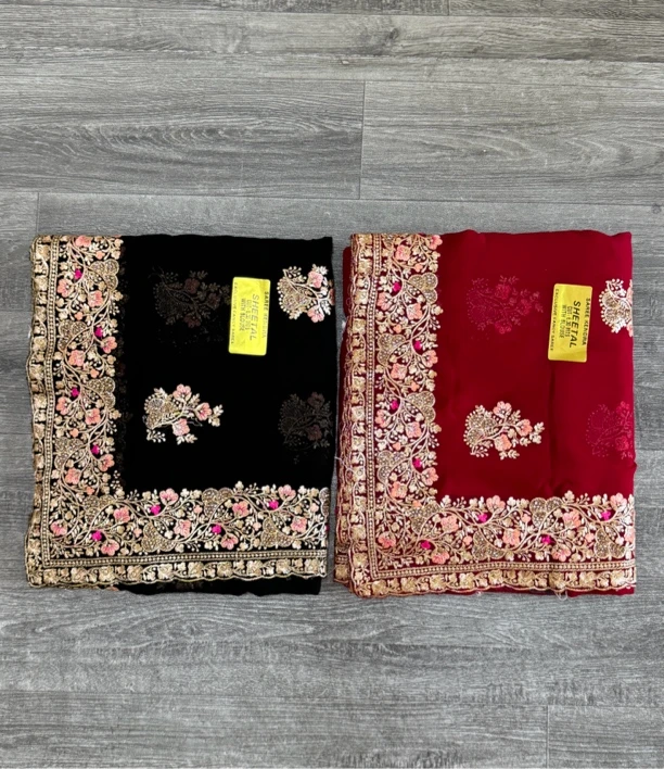 印度进口全新六米刺绣纱丽