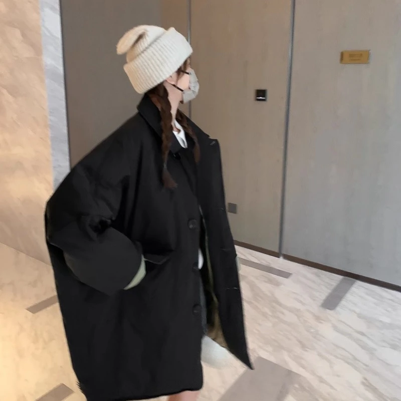 冬季保暖工装羽绒服中长款2025新爆款女网红款独特小个子宽松外套