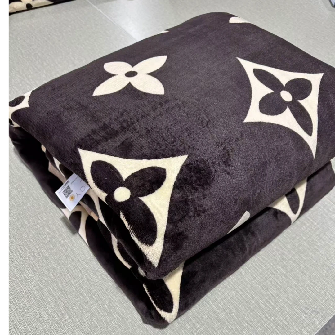 黑巧克力色大花印花款加厚高端被子可机洗水洗单双人冬被双层夹棉