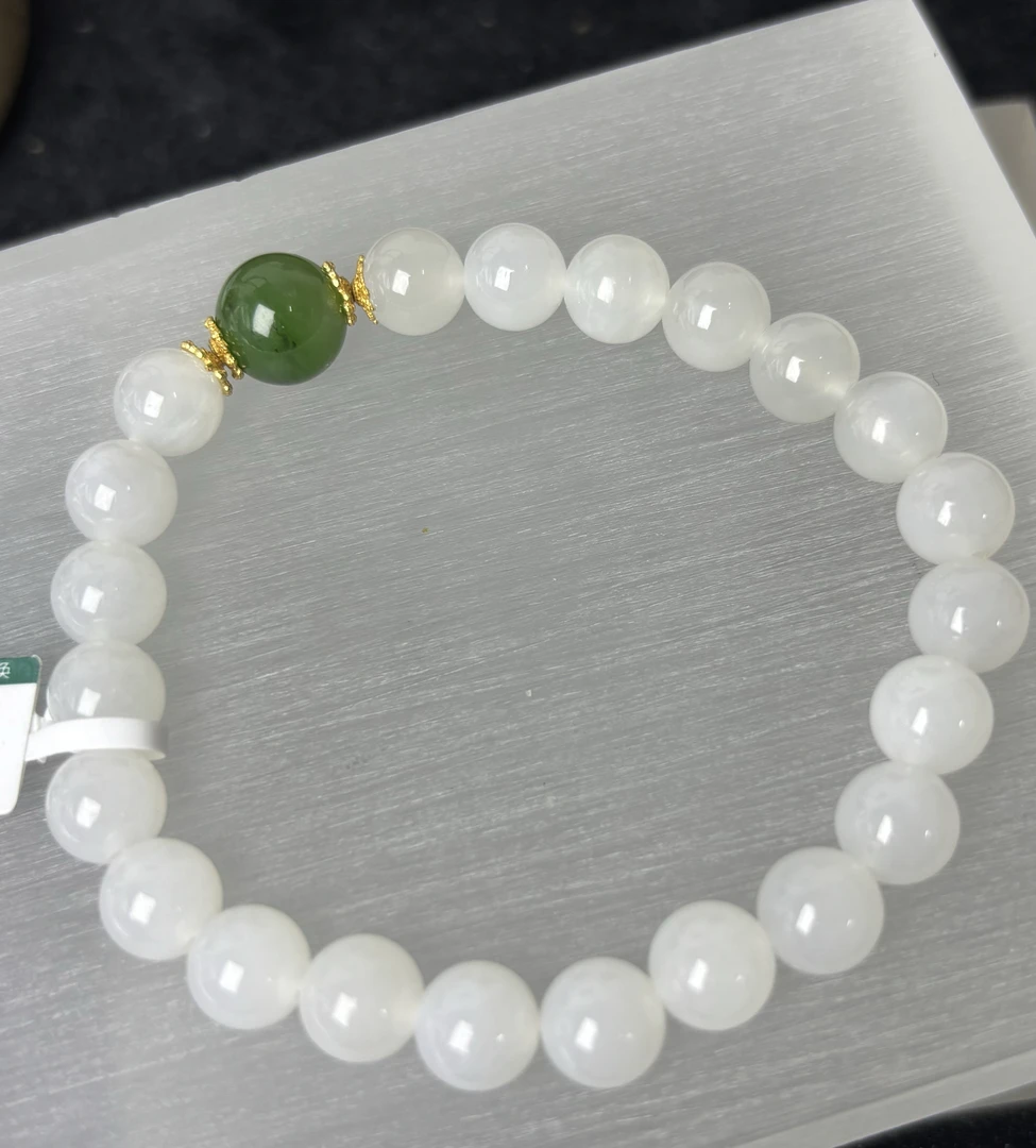 和田玉白玉百搭女士玉手串和田玉
