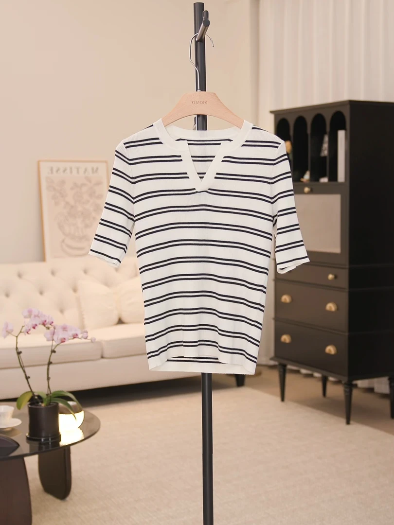 【新春福利】小秀气V领80S扬子纱针织衫毛衣针织衫