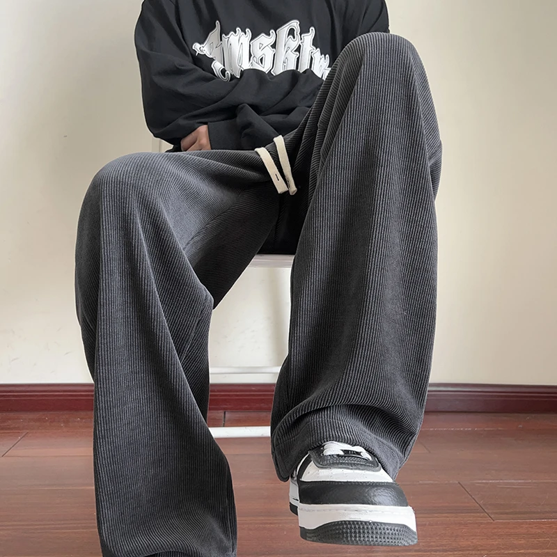 秋季黑色休闲裤男款百搭潮牌运动长裤子男士直筒宽松垂感大码卫裤