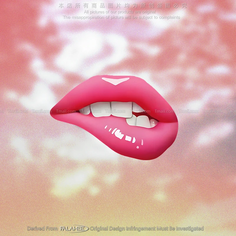 咬嘴唇性感美女粉嫩红唇贴纸趣味创意摩托车身遮痕玻璃装饰反光贴