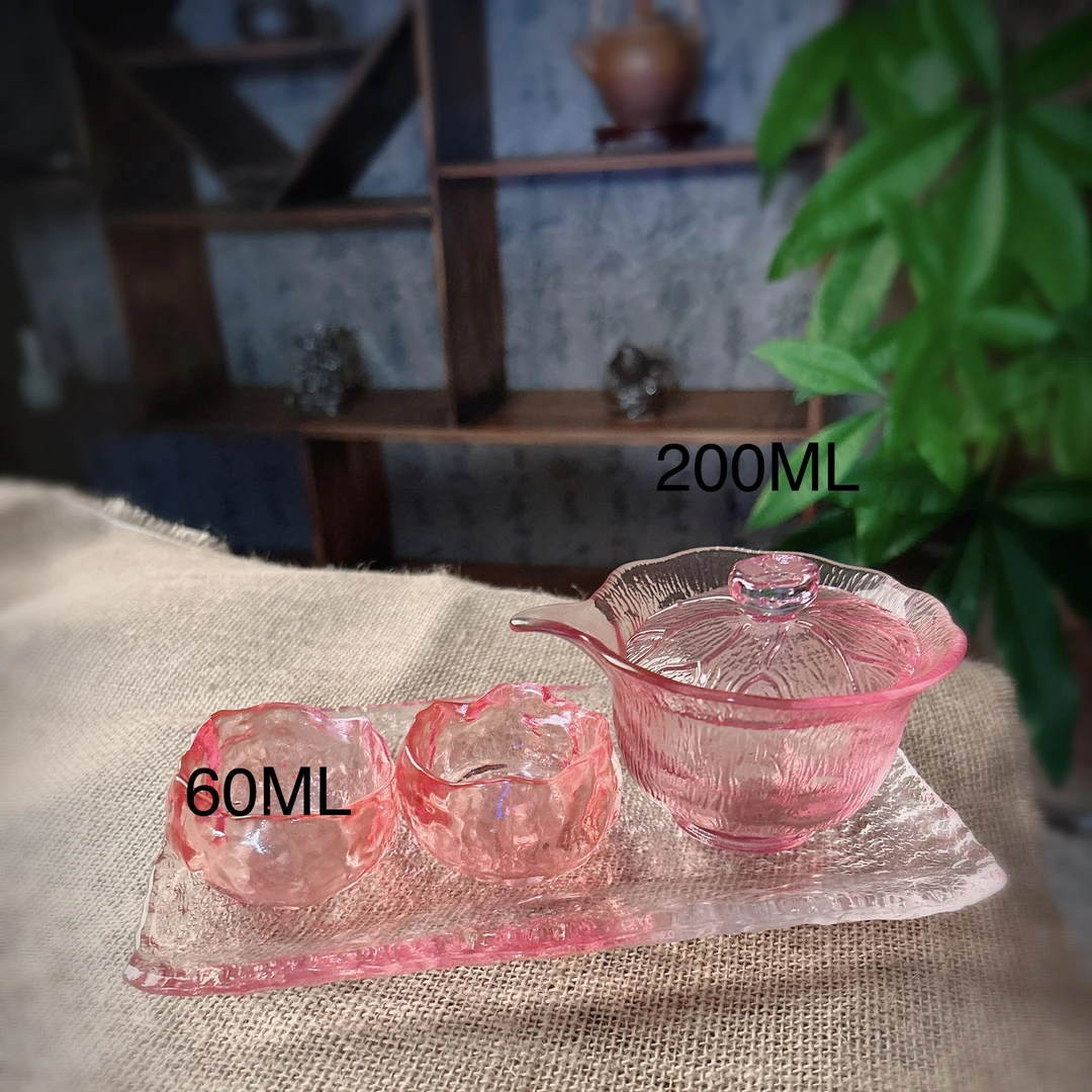 新款仙女粉冰露手抓壶一壶2杯带盘冰冻烧琉璃主人杯套装阳台