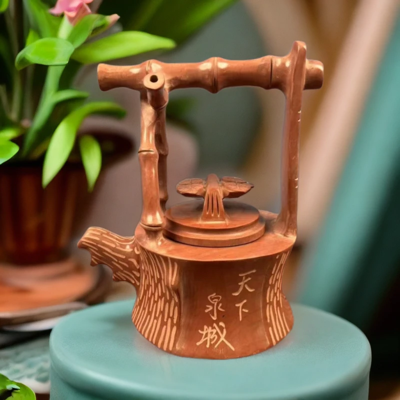 【双十一返场大促】木鱼石精品长寿竹节提梁壶