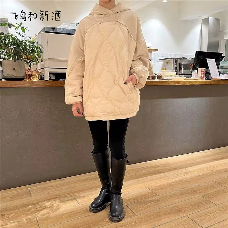 【收官专享】飞鸟和新酒套头拼接宽松百搭短菱格羽绒服FD370012107