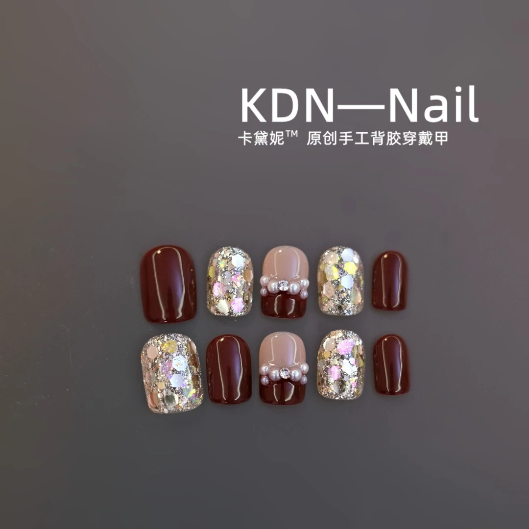 断码【珍珠法式】中长方/短方 显白纯手工穿戴甲10片 可拆卸美甲