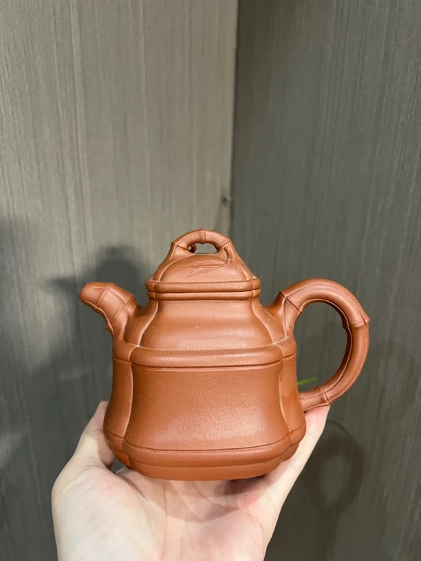 原矿紫砂四方竹节壶