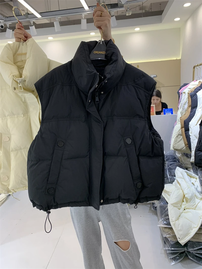 立领马甲女2023年秋冬季新款韩系简约羽绒背心短款百搭外套潮流女