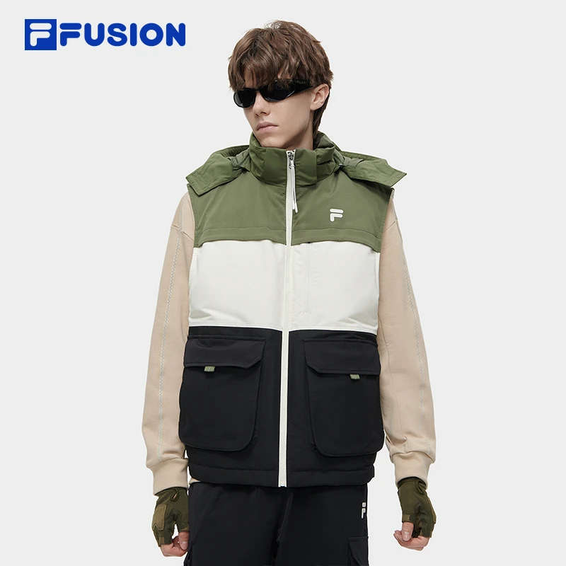 FILA斐乐潮流时尚男士冬季宽松百搭保暖拼接羽绒马甲T11M341904