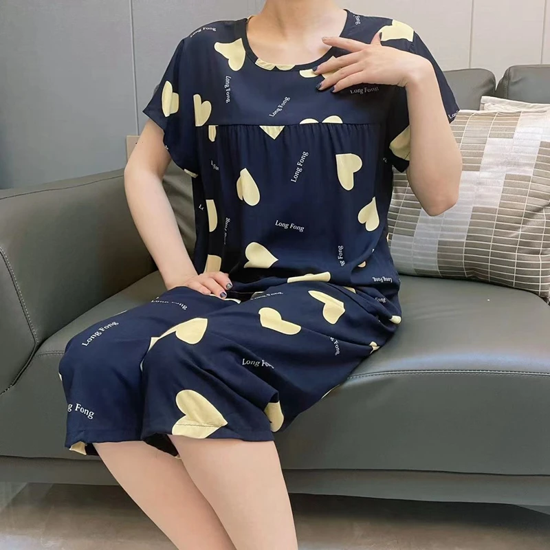 短袖套装女夏季新款时尚外穿居家洋气宽松两件套妈妈中青年人