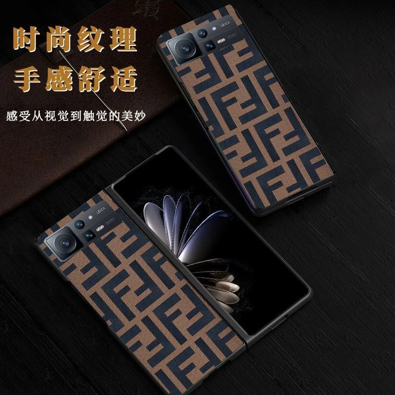 小米mixfold2手机壳折叠FF纹贴皮全包防摔保护套舒适时尚真皮纹理