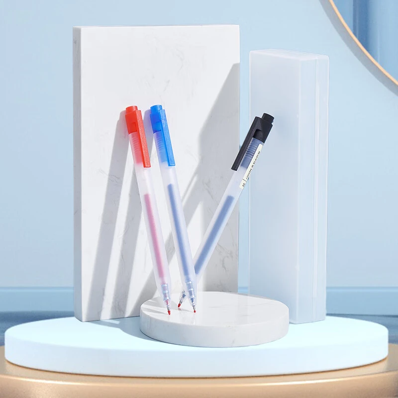 欧利文静音按动中性笔高颜值高端速干st笔尖笔芯巨能写商务会议