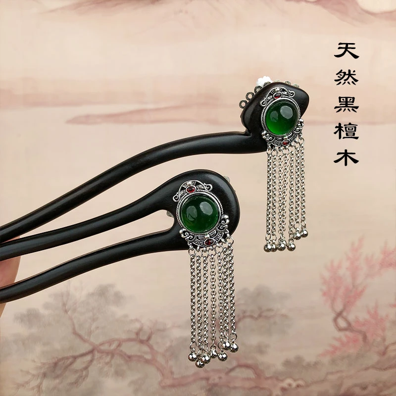 天使之湖檀木木新中式手工头饰简约日常中国风复古风盘发簪发簪子