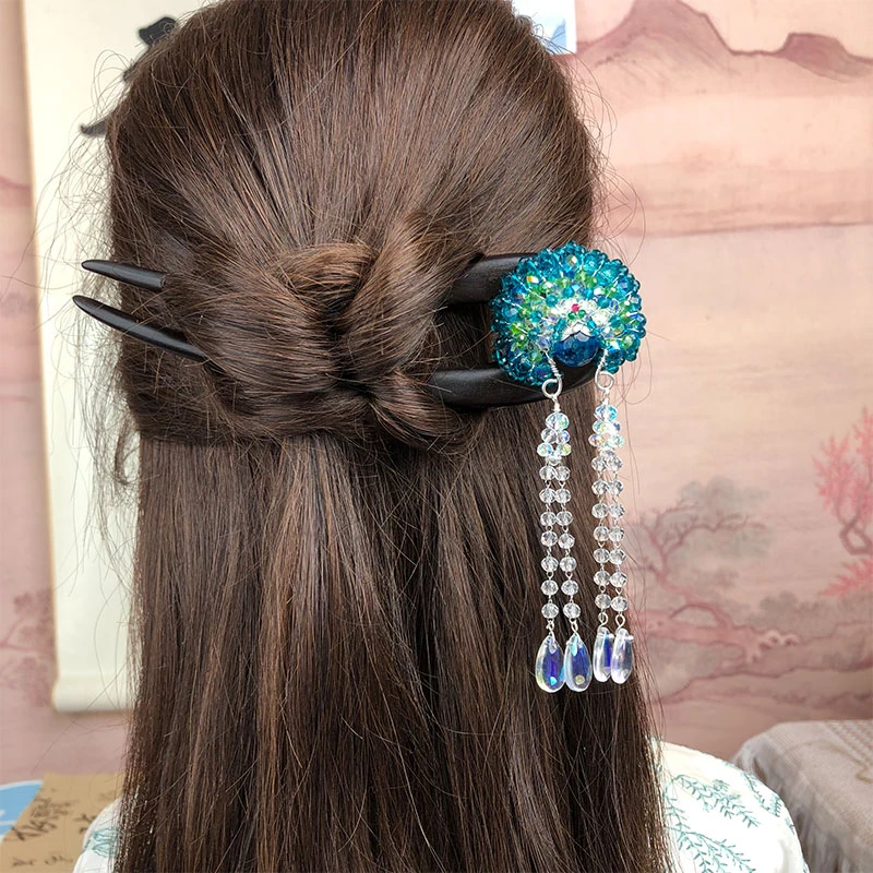 天使银河新中式手工气质百搭国风古典明制簪发发簪子烧蓝流苏步摇