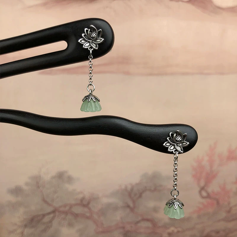 天使之荷天然黑檀木发簪子发钗新中式头饰复古简约日常古典中国风