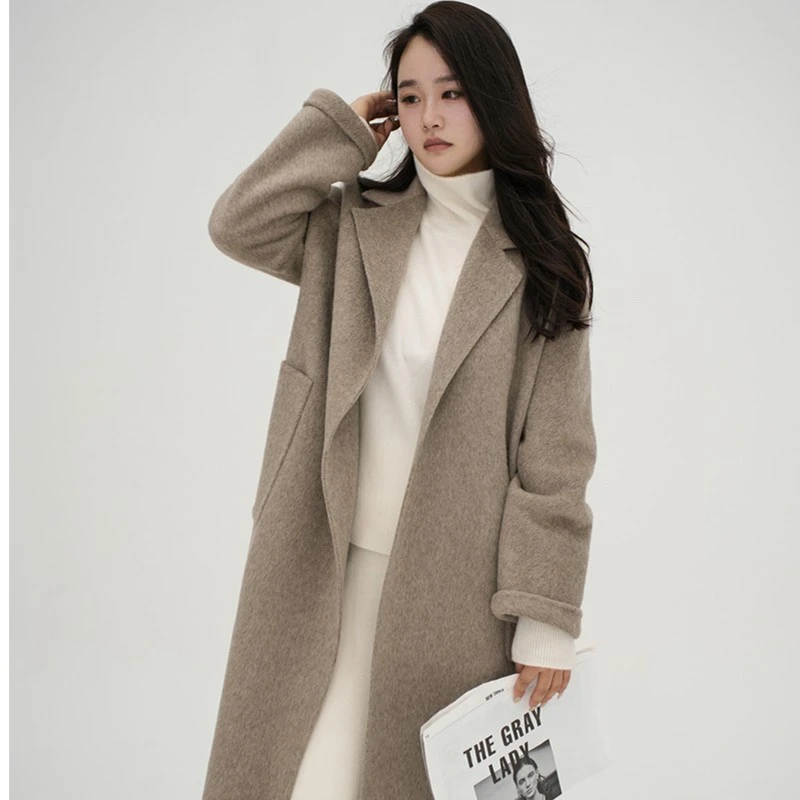 经典Labbro长款睡袍款宽松骆驼绒羊毛大衣女秋冬外套V23DA8395-1