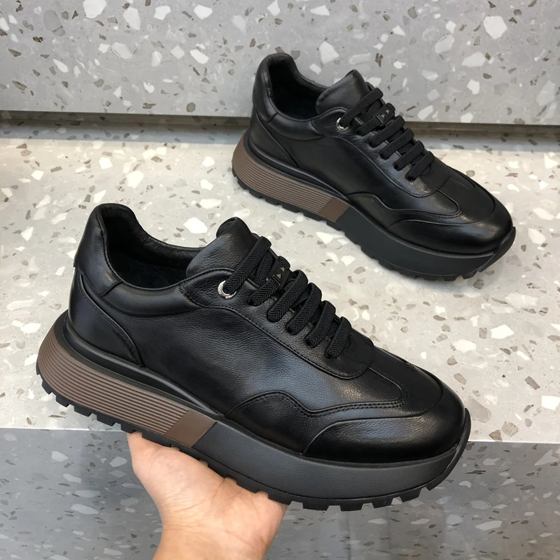 真皮男鞋广州版纯牛皮男士休闲鞋运动鞋简约舒适百搭潮流男皮鞋