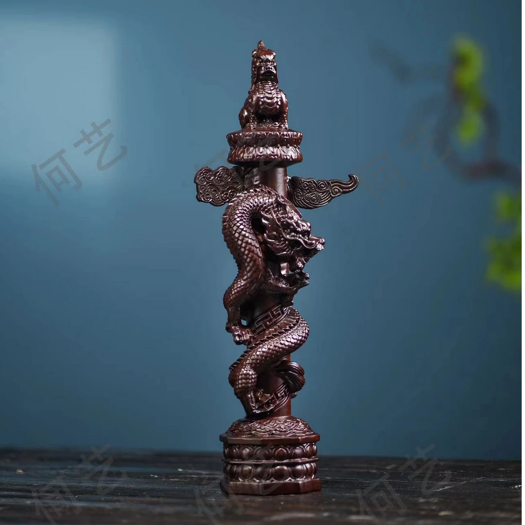 黑檀木雕刻华表摆件工艺品