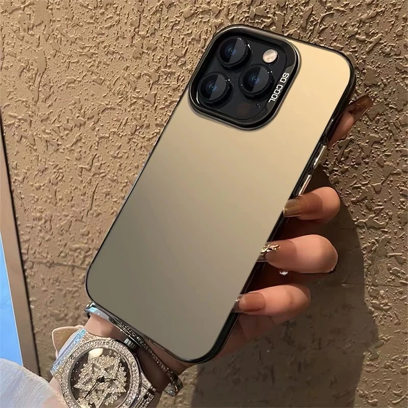 彩银纯色简约适用苹果16ProMax手机壳15Pro苹果iPhone17男14女13P