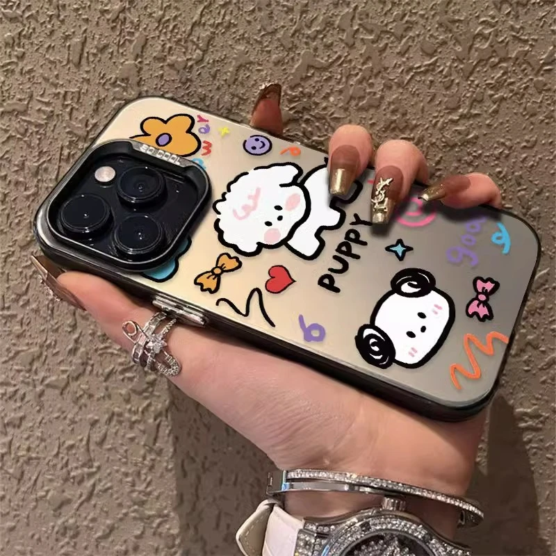 彩银涂鸦狗适用苹果16ProMax手机壳15Pro苹果iPhone17女14防摔13P