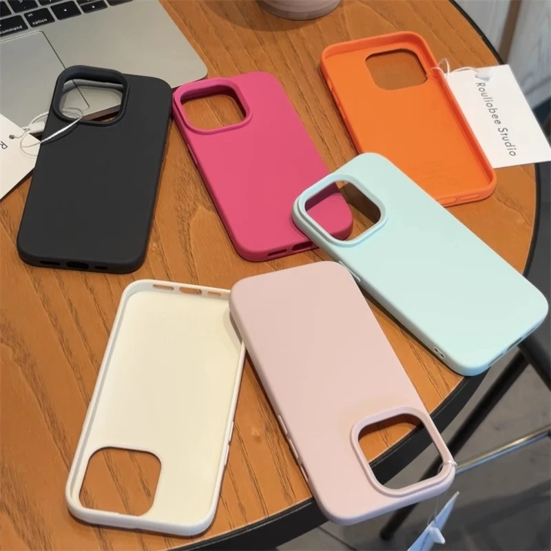 皮纹tpu纯色简约适用于苹果16promax大孔15防摔iPhone14/13手机壳