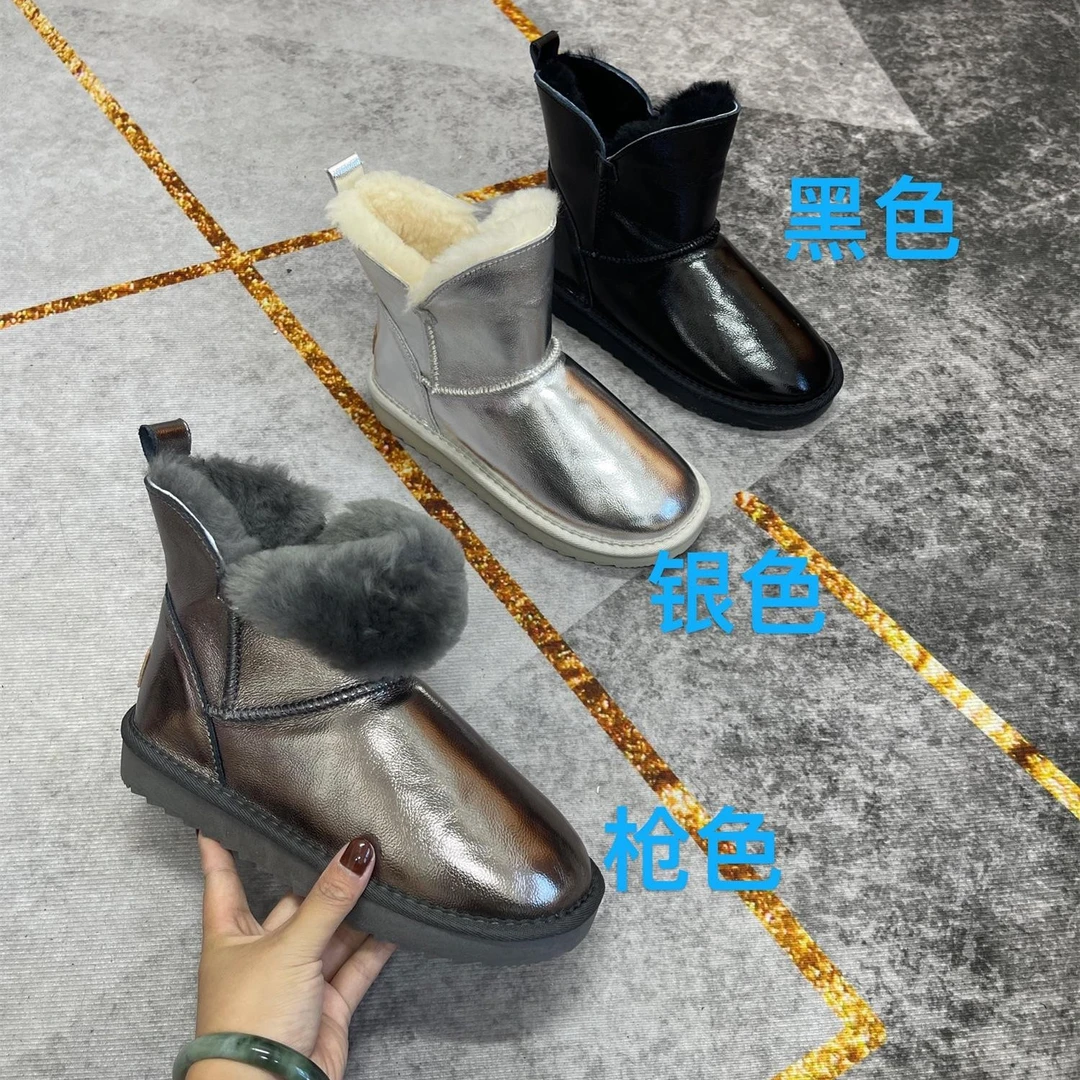 1908冬季纯牛皮防水加厚羊毛防滑雪地靴