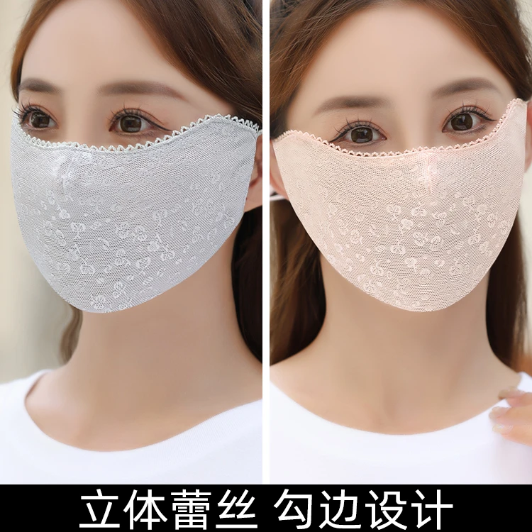 防晒口罩女防紫外线夏季薄款透气立体网纱户外骑行轻薄护脸面罩潮