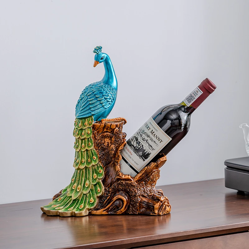 新中式客厅酒柜酒架孔雀装饰乔迁新居送礼自用创意摆件装饰品