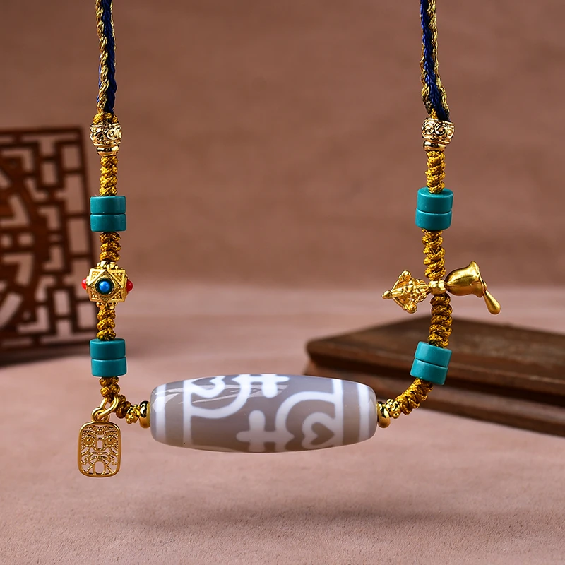 品煌雪域白宝瓶蚀花玛瑙锁骨链编织男女同款时尚百搭吊坠38x12m