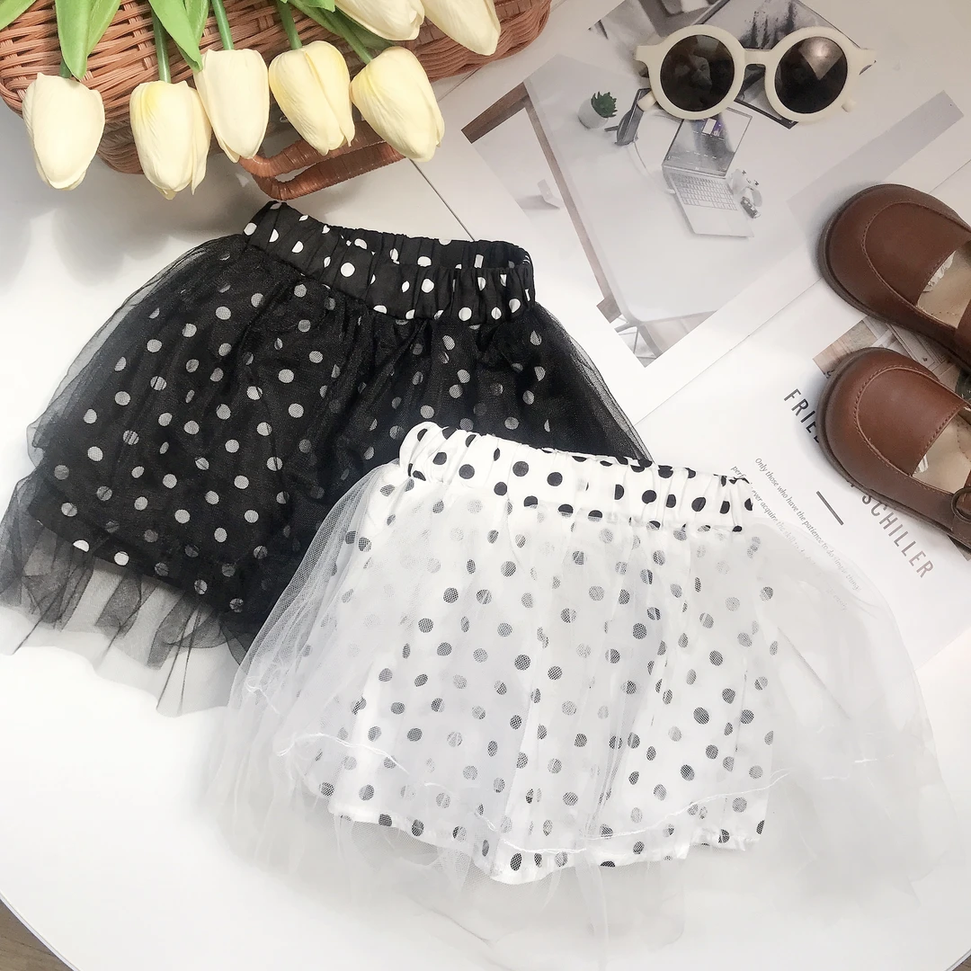 N1644儿童童装洋气百搭甜美时尚潮款    重工波点蕾丝半身裙H3361