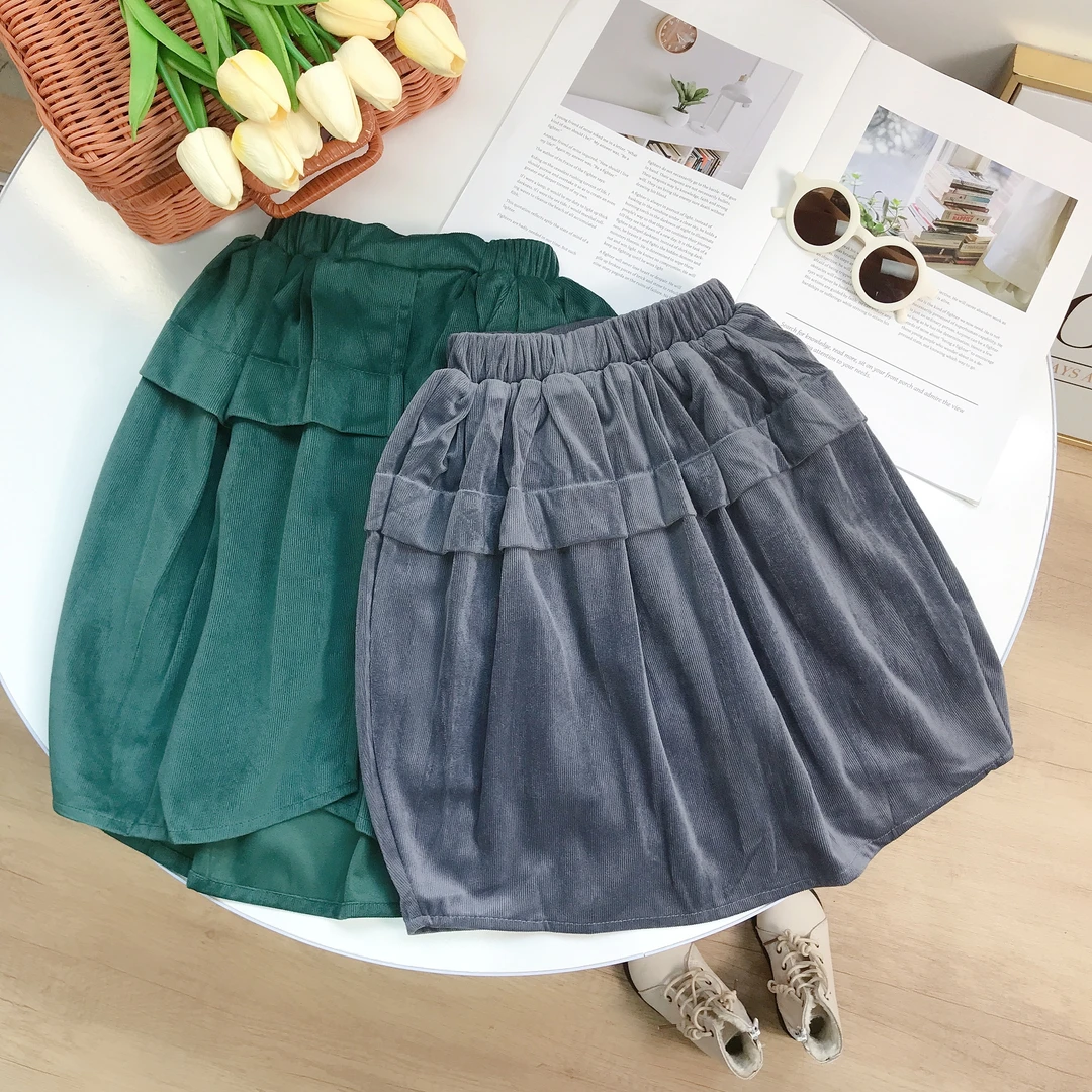 N0121 儿童女童半身裙秋冬洋气 纯色百搭文艺时尚丝绒半裙A86175