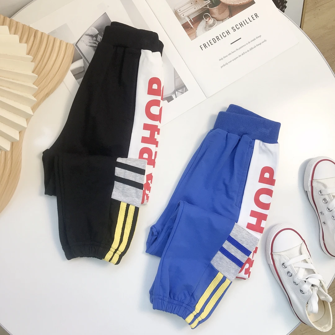 N3483儿童春秋通用时尚潮流洋气百搭 百搭侧边字母束脚长裤kzc858