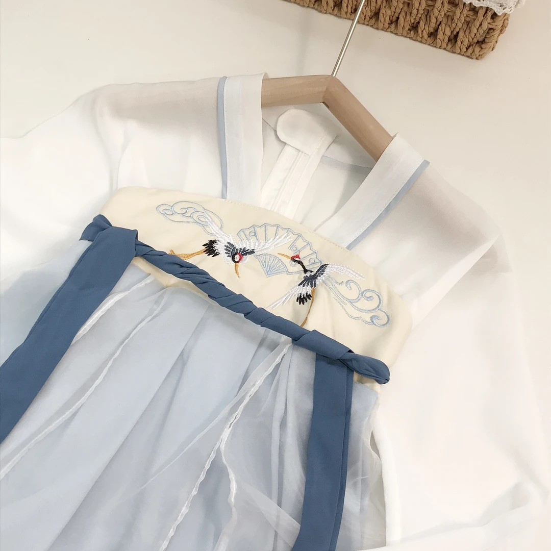 N3681女童春夏古风清新汉服超仙中国风 仙鹤长袖汉服裙NW9F22613L