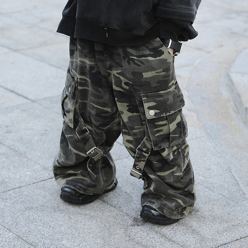 【现货】SUPER JIMMY 儿童秋季新款设计师款大口袋潮酷迷彩裤长裤