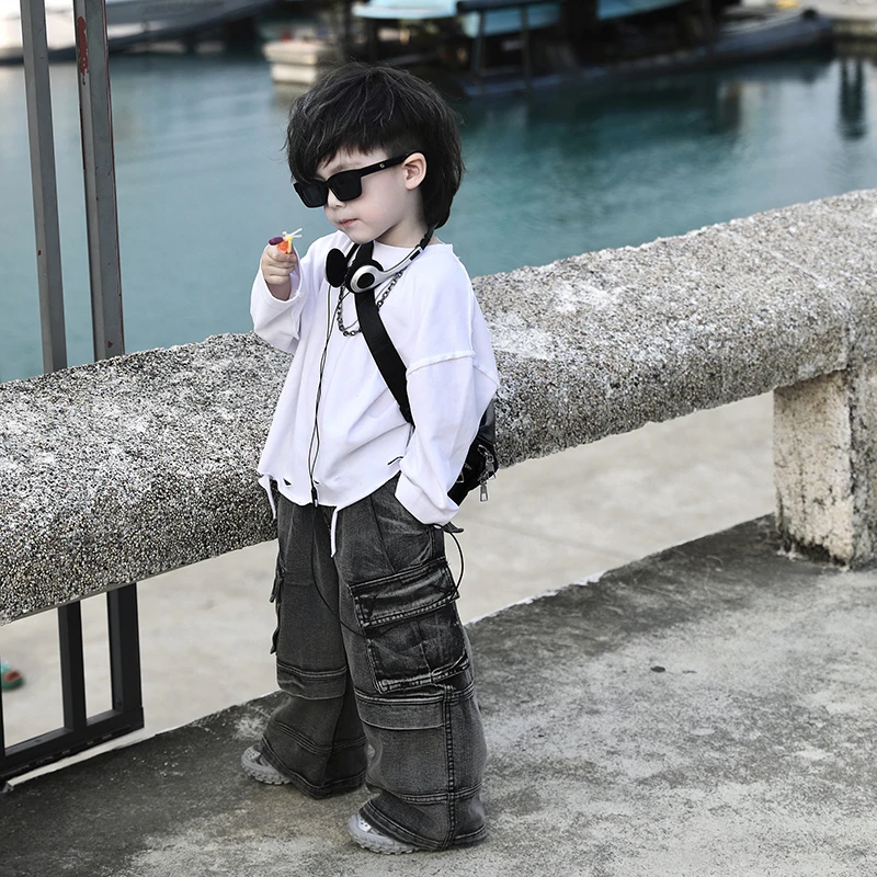 【现货】SUPER JIMMY 百搭神器 春季长袖白色宽松裁剪风纯色小众T恤