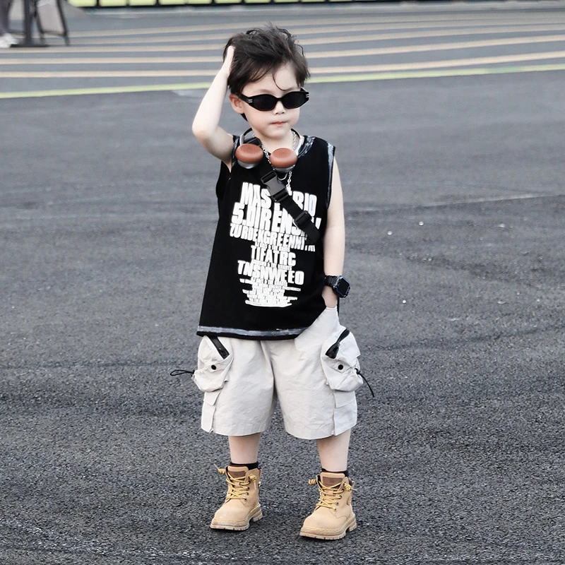 【现货】SUPER JIMMY 非黑即白 夏季新款印花白边描绘背心无袖T恤