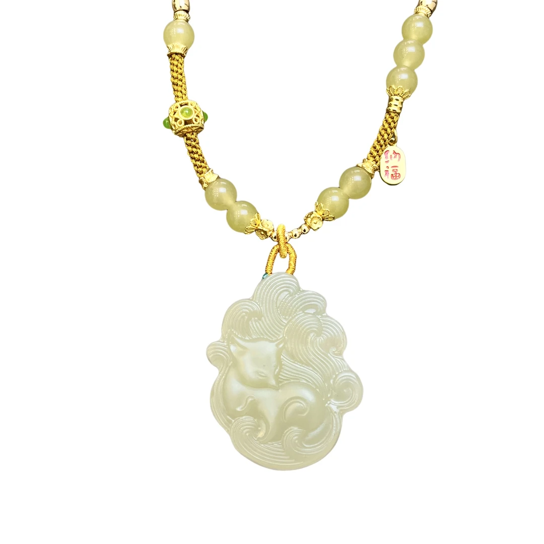 晴湖水绿玉九尾吊坠（赠珠链） E08-16
