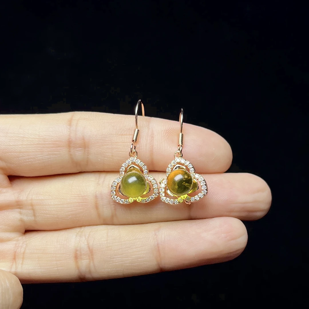 蓝珀三叶草耳环 M57