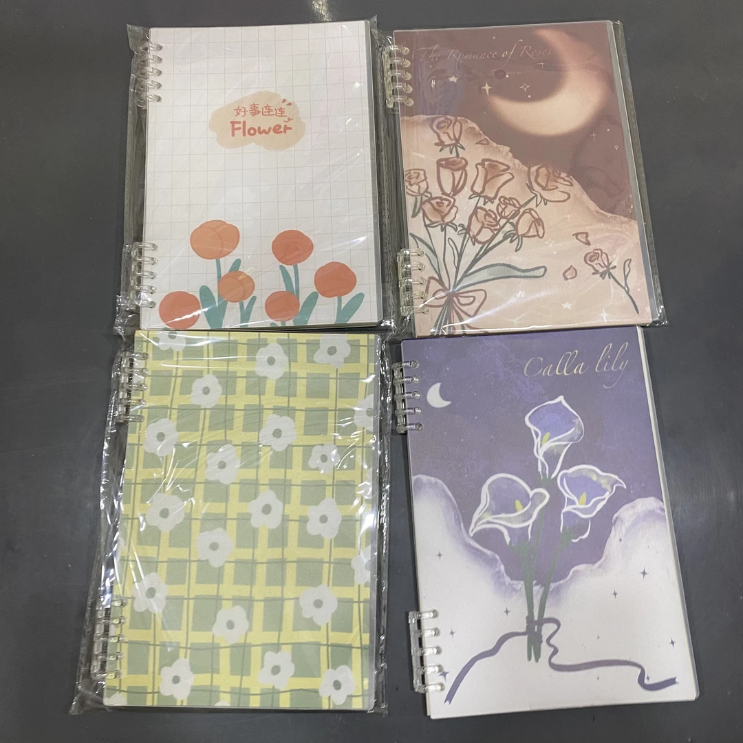4022《4本A5活页》横线不挑颜色笔记本活页本玫瑰