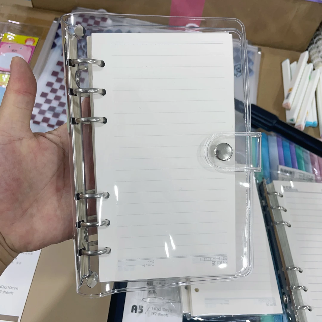 3102《A6活页1皮2芯》120张透明软皮活页本100克纸笔记本手帐本