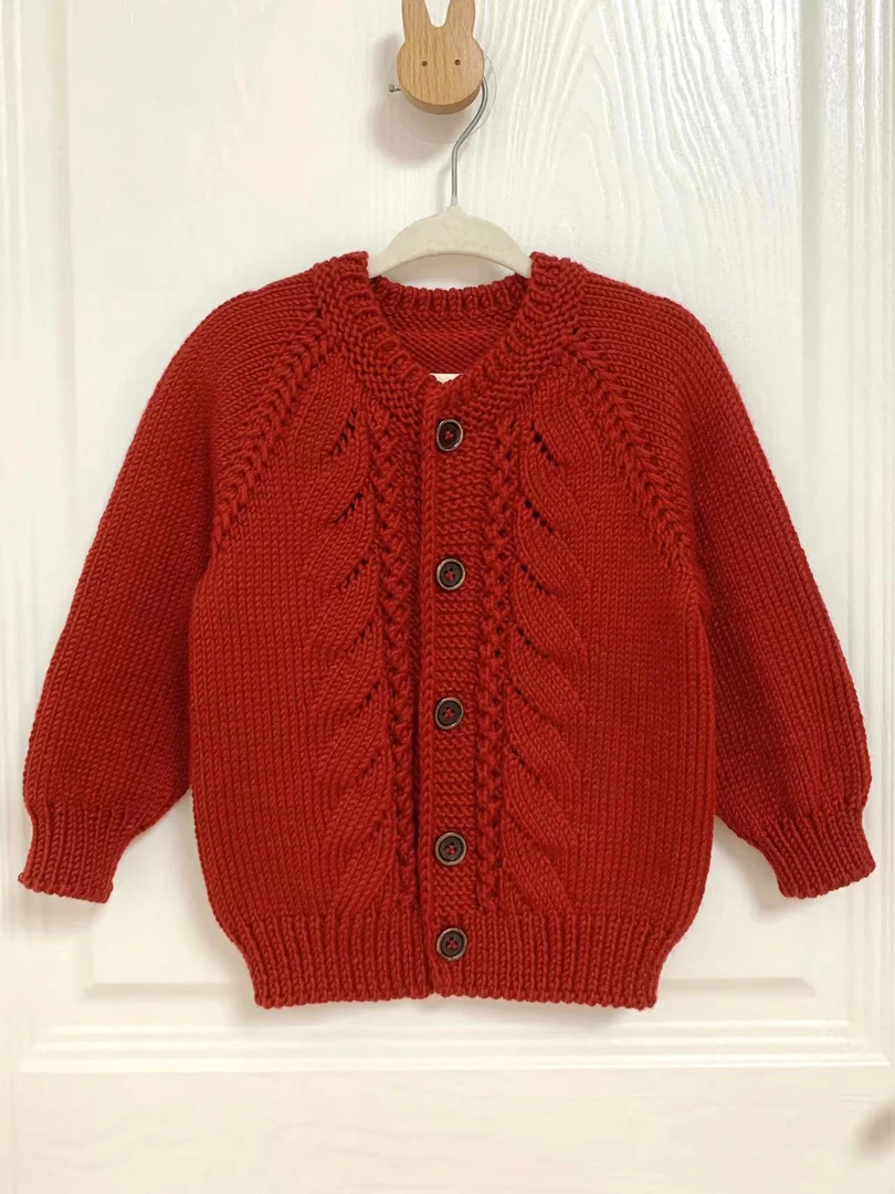 白桃开衫棉线款材料包！（非成品）一团二两宝宝毛线！