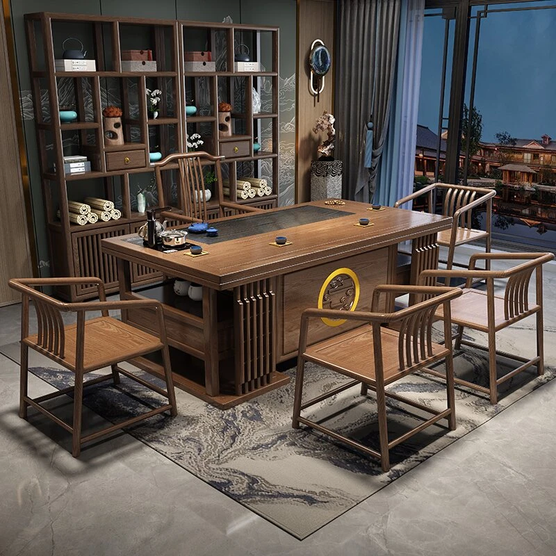 新中式实木茶桌椅组合办公室泡茶茶几茶具套装家用功夫泡茶台单桌