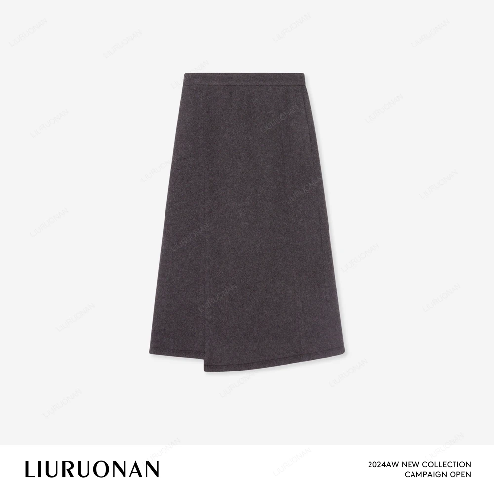 LIURUONAN 24AW【乌木棕卫裙】秋冬保暖显瘦中长款不规则半身裙女